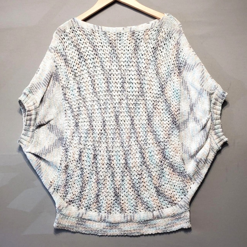 Easel Boho Crochet Open Knit Sweater Womens S Pastel Striped Lightweight Coastal